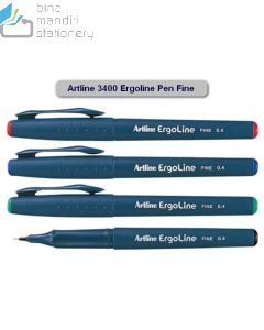 Brosur gambar peralatan kantor Artline 3400 Ergoline Pen Fine Ballpoint Pulpen Pena Fine Line