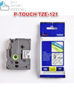 Contoh peralatan sekolah Brother TZE-121 Black on Clear 9mm P-touch Tape dan gambarnya