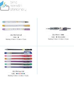 Contoh gambar Bollpoint Pulpen Pena Tulis Kenko Gel Pen Easy Gel 0.5mm dan bermacam atk Pena Gel